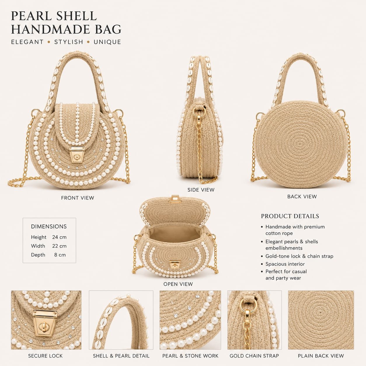PEARL SHELL HANDMADE BAG - Image 2