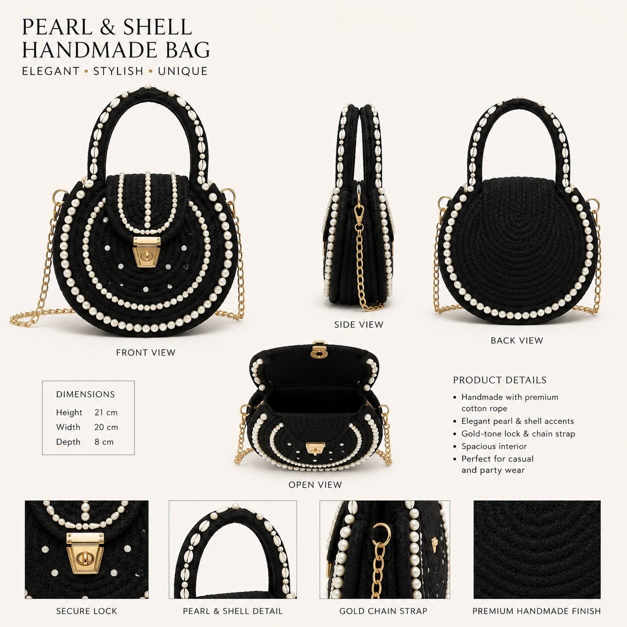 PEARL SHELL HANDMADE BAG - Image 2